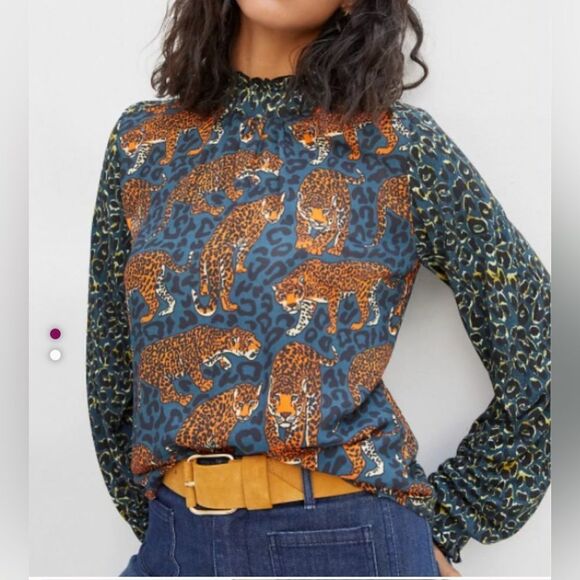 anthropologie conditions apply isaria cheetah print blouse - Picture 1 of 5